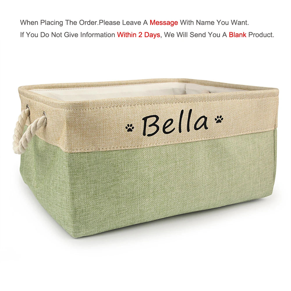 DIY Personalized Cat Dog Clothes Container Pet Toy Basket Foldable Box Bin Print Storage For Custom Name