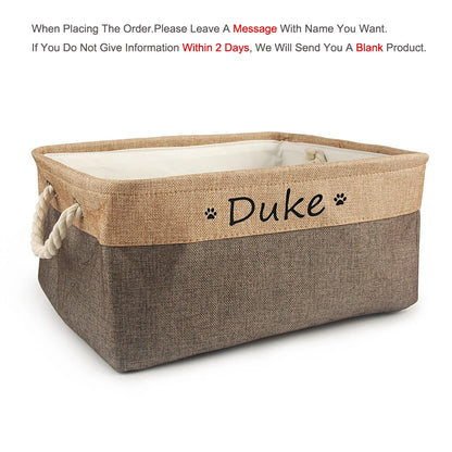 DIY Personalized Cat Dog Clothes Container Pet Toy Basket Foldable Box Bin Print Storage For Custom Name