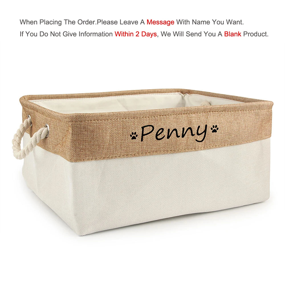 DIY Personalized Cat Dog Clothes Container Pet Toy Basket Foldable Box Bin Print Storage For Custom Name