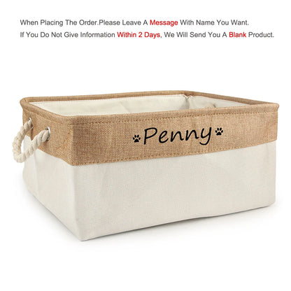 DIY Personalized Cat Dog Clothes Container Pet Toy Basket Foldable Box Bin Print Storage For Custom Name