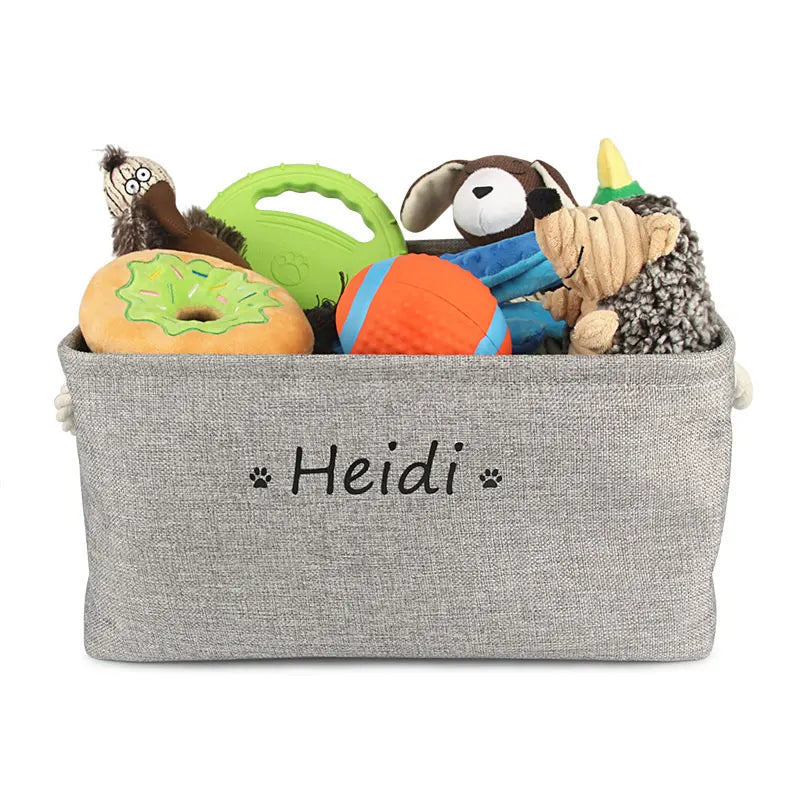 S/M/L Custom Name Pet Toy Basket Cat Dog Foldable Box Print Storage Baskets For Clothes Pets Accessories