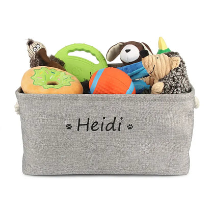 S/M/L Custom Name Pet Toy Basket Cat Dog Foldable Box Print Storage Baskets For Clothes Pets Accessories