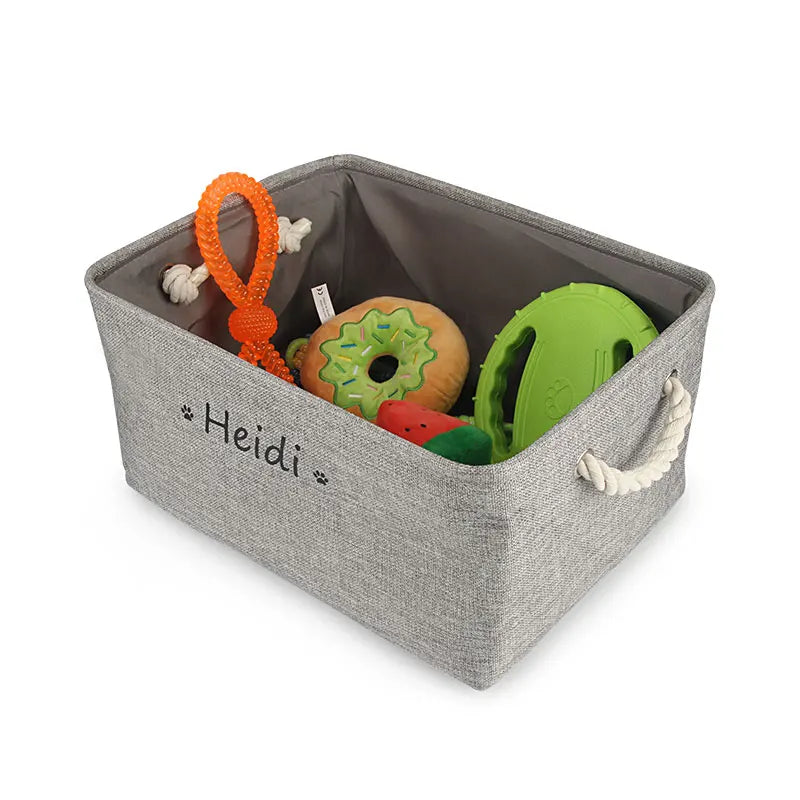 S/M/L Custom Name Pet Toy Basket Cat Dog Foldable Box Print Storage Baskets For Clothes Pets Accessories