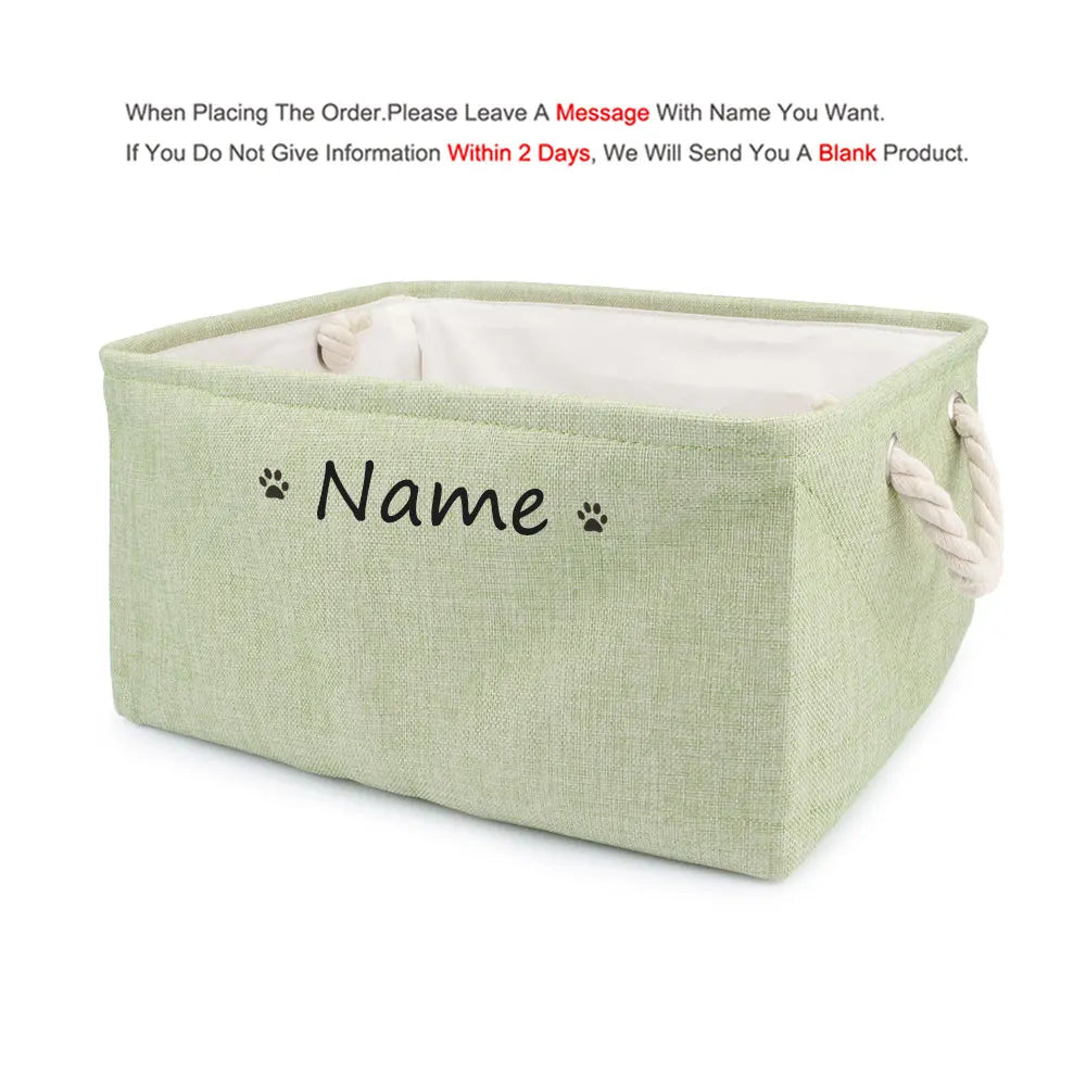S/M/L Custom Name Pet Toy Basket Cat Dog Foldable Box Print Storage Baskets For Clothes Pets Accessories