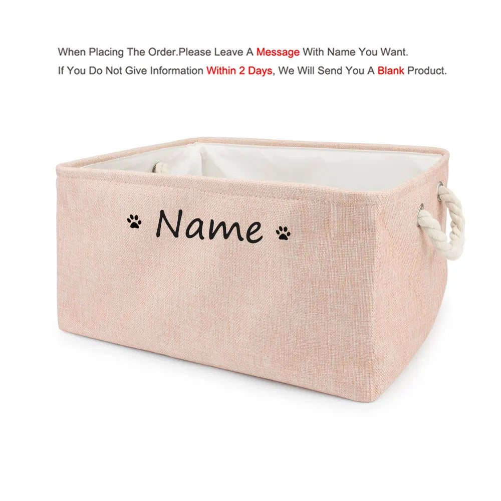 S/M/L Custom Name Pet Toy Basket Cat Dog Foldable Box Print Storage Baskets For Clothes Pets Accessories