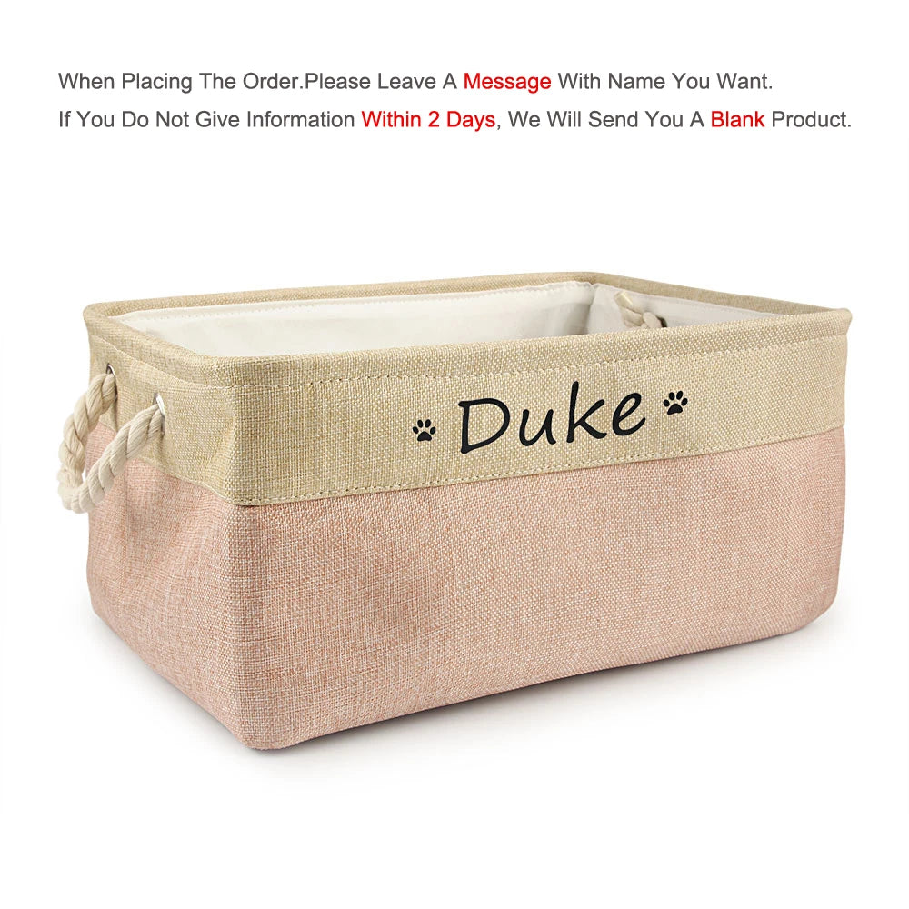 DIY Personalized Cat Dog Clothes Container Pet Toy Basket Foldable Box Bin Print Storage For Custom Name
