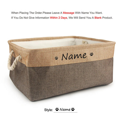 Free Custom Basket Cat Dog Toy Print Name Pet Storage Box DIY Toys Clothes Accessories Foldable Organize Customized