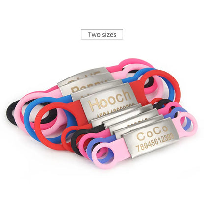 Silicone Engrav Pet ID Accessories Customize Dog Nameplate Name Phone Engraved Dog Collar Personalized Puppy Cat Pet Supplies