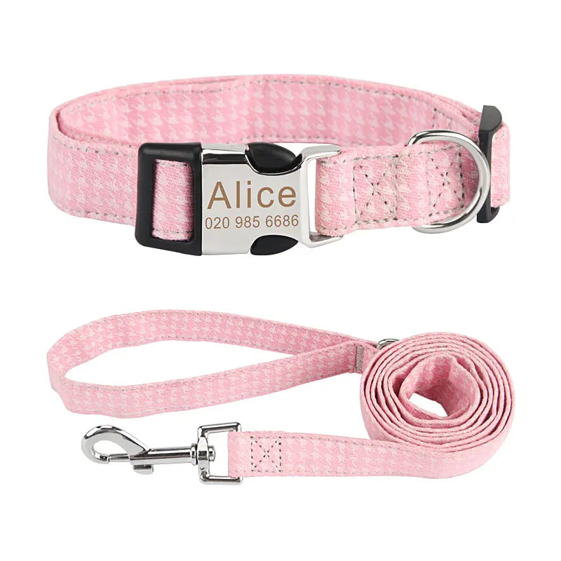 Bohemia Engraved Dog Collar Custom Puppy Cat Leashes Personalized Nameplate ID Pet Collar Leash Set
