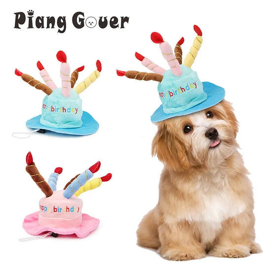 Dog Birthday Caps Hat With Cake Candles Design Birthday Party Costume Cat Headwear Pet Hat Dogs Accessories