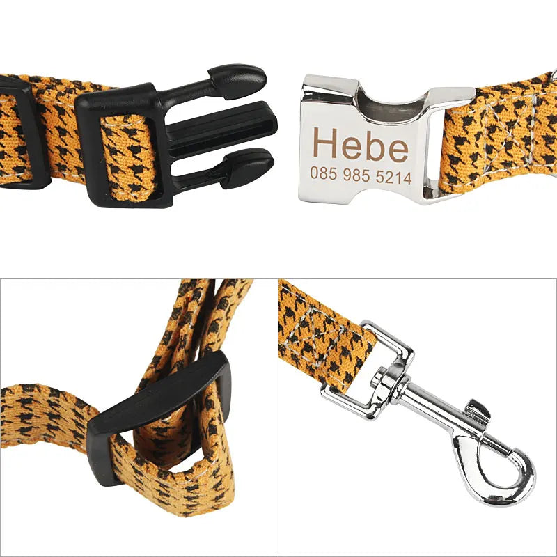 Bohemia Engraved Dog Collar Custom Puppy Cat Leashes Personalized Nameplate ID Pet Collar Leash Set