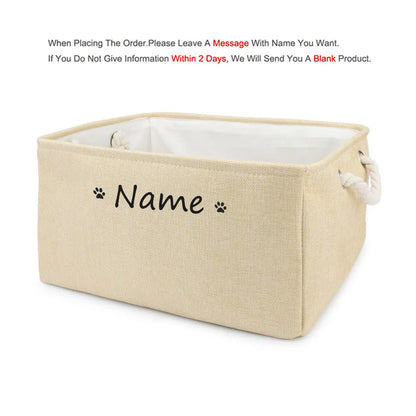 S/M/L Custom Name Pet Toy Basket Cat Dog Foldable Box Print Storage Baskets For Clothes Pets Accessories