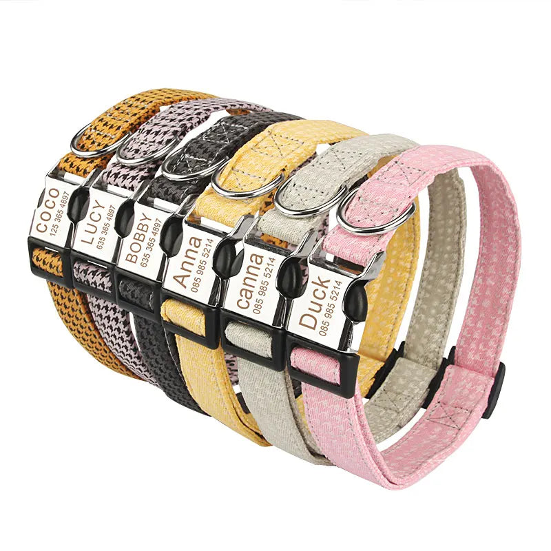 Bohemia Engraved Dog Collar Custom Puppy Cat Leashes Personalized Nameplate ID Pet Collar Leash Set