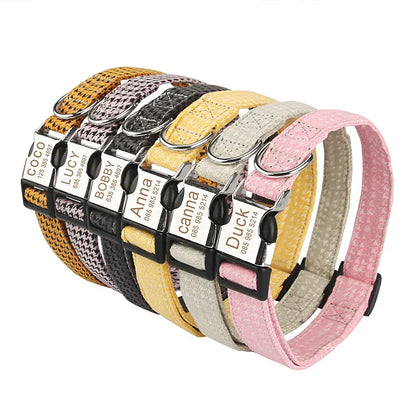 Bohemia Engraved Dog Collar Custom Puppy Cat Leashes Personalized Nameplate ID Pet Collar Leash Set