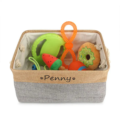 DIY Personalized Cat Dog Clothes Container Pet Toy Basket Foldable Box Bin Print Storage For Custom Name