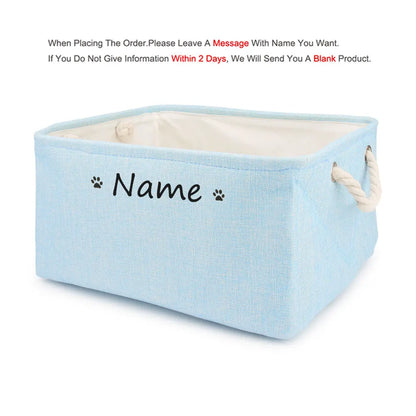 S/M/L Custom Name Pet Toy Basket Cat Dog Foldable Box Print Storage Baskets For Clothes Pets Accessories
