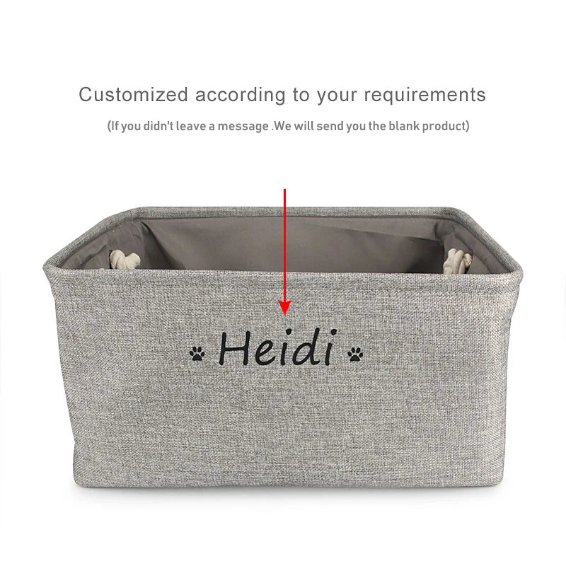 S/M/L Custom Name Pet Toy Basket Cat Dog Foldable Box Print Storage Baskets For Clothes Pets Accessories