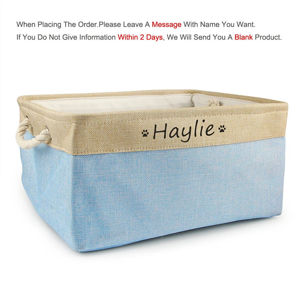 DIY Personalized Cat Dog Clothes Container Pet Toy Basket Foldable Box Bin Print Storage For Custom Name
