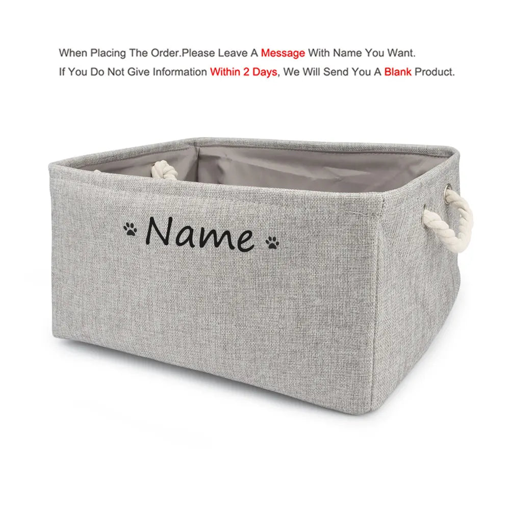 S/M/L Custom Name Pet Toy Basket Cat Dog Foldable Box Print Storage Baskets For Clothes Pets Accessories