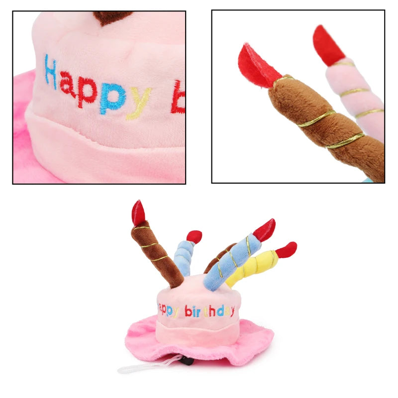 Dog Birthday Caps Hat With Cake Candles Design Birthday Party Costume Cat Headwear Pet Hat Dogs Accessories