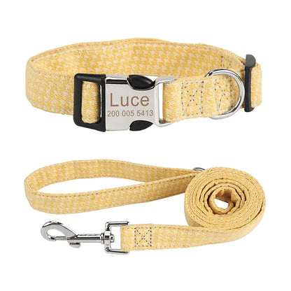 Bohemia Engraved Dog Collar Custom Puppy Cat Leashes Personalized Nameplate ID Pet Collar Leash Set