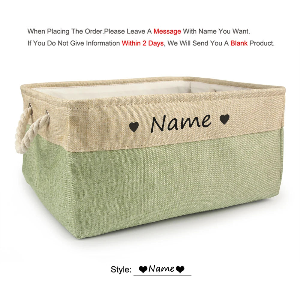 Free Custom Basket Cat Dog Toy Print Name Pet Storage Box DIY Toys Clothes Accessories Foldable Organize Customized