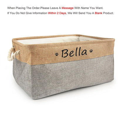 DIY Personalized Cat Dog Clothes Container Pet Toy Basket Foldable Box Bin Print Storage For Custom Name