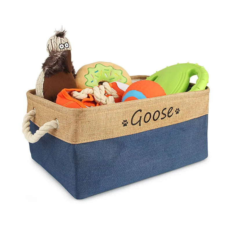 Free Custom Basket Cat Dog Toy Print Name Pet Storage Box DIY Toys Clothes Accessories Foldable Organize Customized