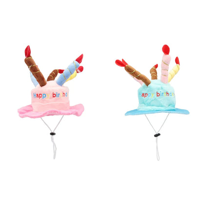 Dog Birthday Caps Hat With Cake Candles Design Birthday Party Costume Cat Headwear Pet Hat Dogs Accessories