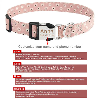 Bohemia Engraved Dog Collar Custom Puppy Cat Leashes Personalized Nameplate ID Pet Collar Leash Set