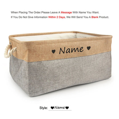 Free Custom Basket Cat Dog Toy Print Name Pet Storage Box DIY Toys Clothes Accessories Foldable Organize Customized