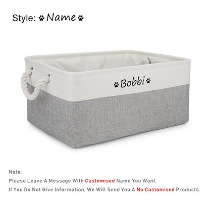 DIY Personalized Cat Dog Clothes Container Pet Toy Basket Foldable Box Bin Print Storage For Custom Name