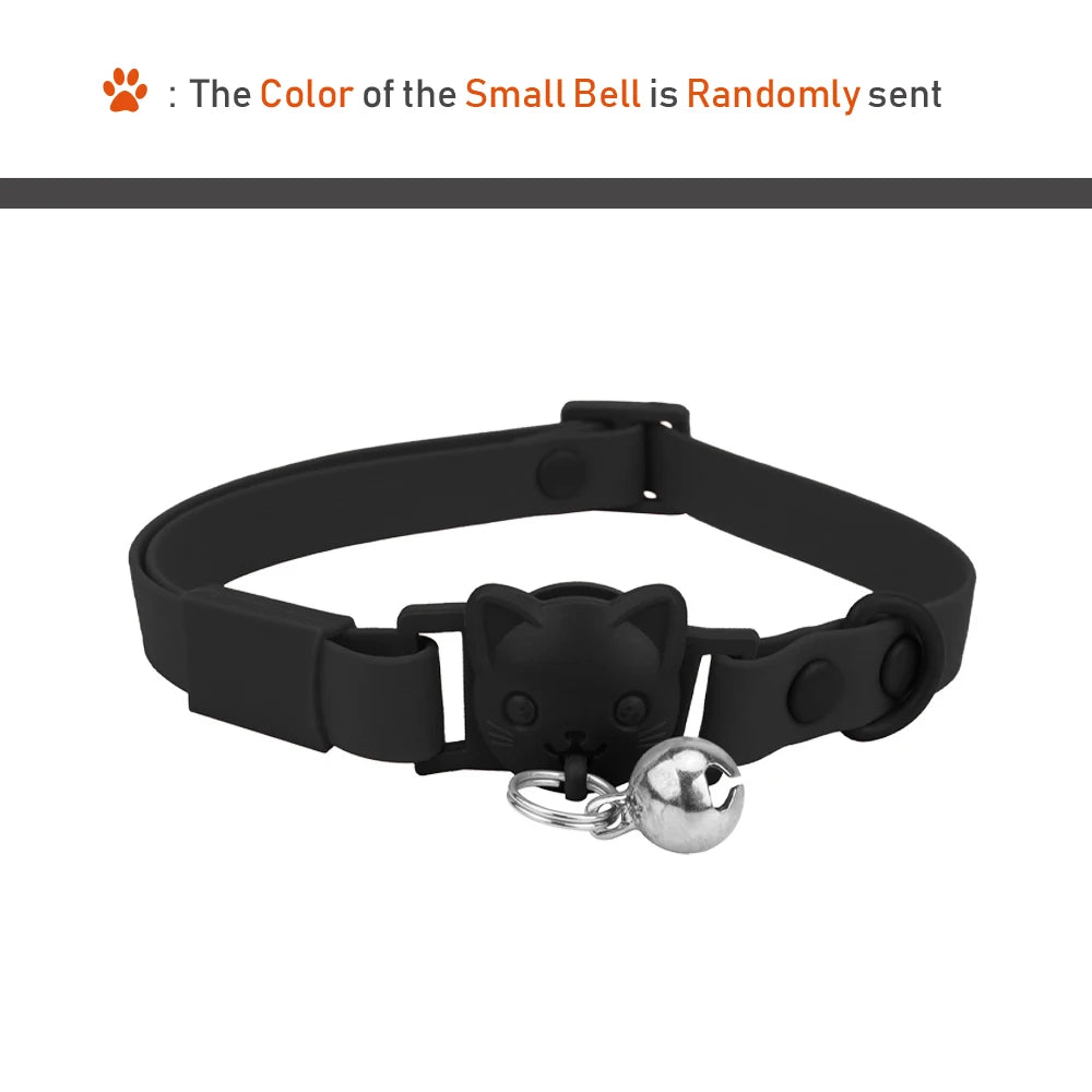 PVC Cute Cat Collar With Small Bell Waterproof Adjustable Catroon Kitten Neacklace Pet Collars