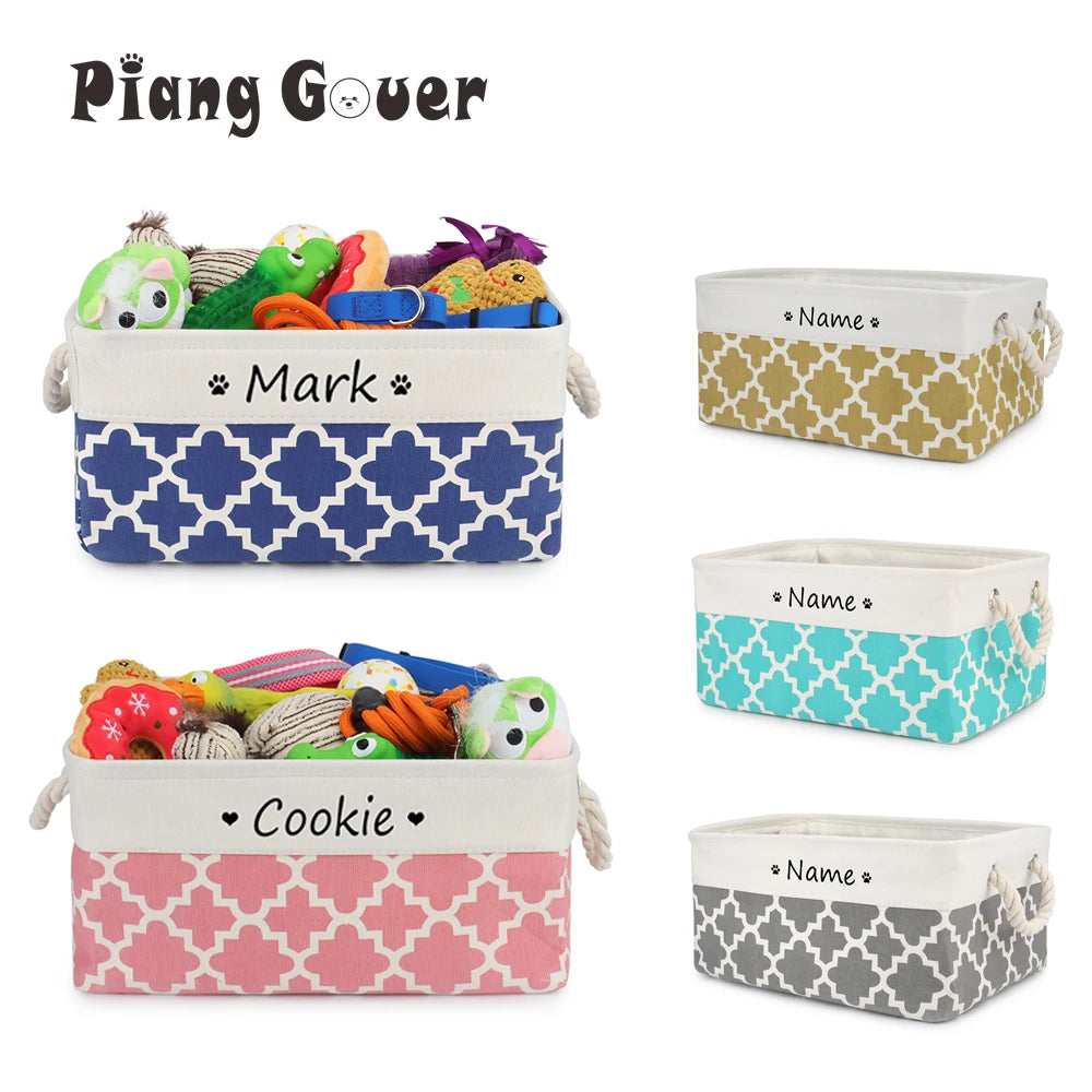 Customised Name Storage Basket for Cat Dog Toys Accessories Print Logo Personalised Custom Nameplate Box