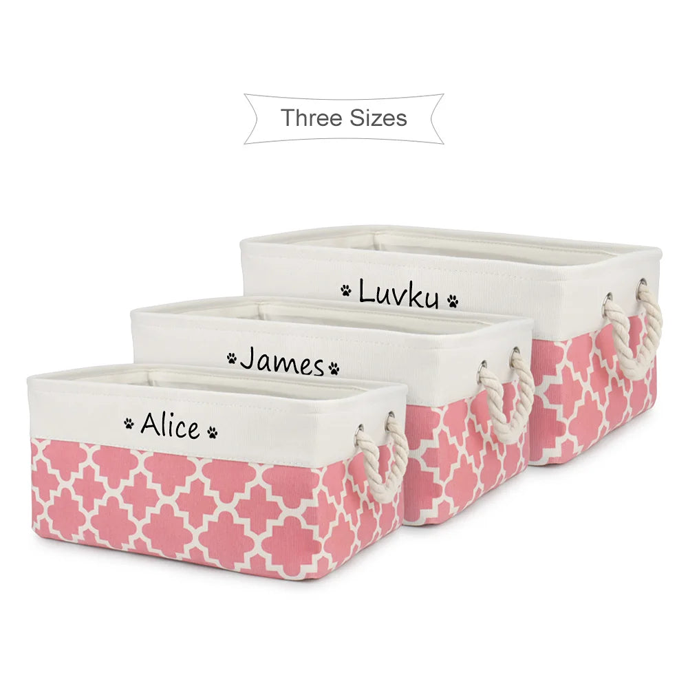 Customised Name Storage Basket for Cat Dog Toys Accessories Print Logo Personalised Custom Nameplate Box