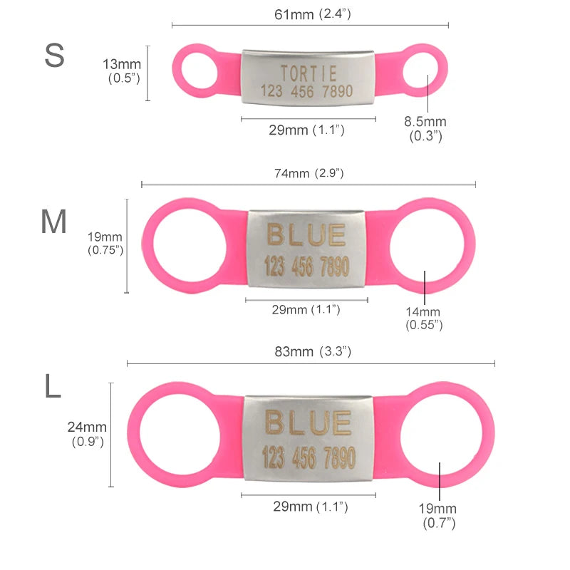 Silicone Engrav Pet ID Accessories Customize Dog Nameplate Name Phone Engraved Dog Collar Personalized Puppy Cat Pet Supplies
