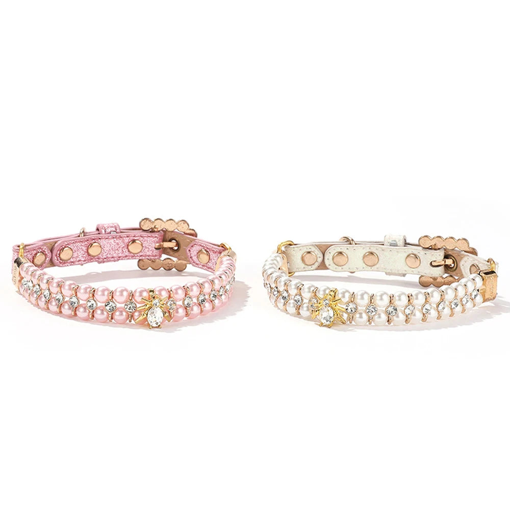 Artificial Pearl Crystal Small Dog Cat Collar Necklace Pendant Puppy Pet Collar Neck Chain