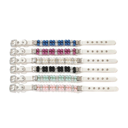 Pearl Pet Collar Artificial Pearls Rhinestone Dog Collar For Cat Necklace Wedding Party Pink Blue Green