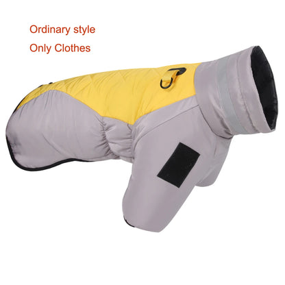 High-neck Warm Dog Jacket Cotton Coat Reflective Vest Thicken Autumn Winter Pet Clothes for Medium Large Dog