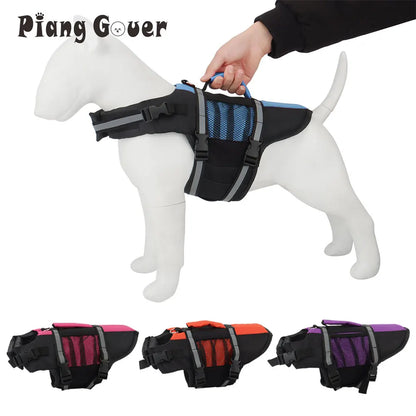 Reflective Dog Life Jacket with Mesh Pocket Summer Pet Swim Vest Dog Swimsuit Outdoor Water Pool Clothes Pet Swimwear