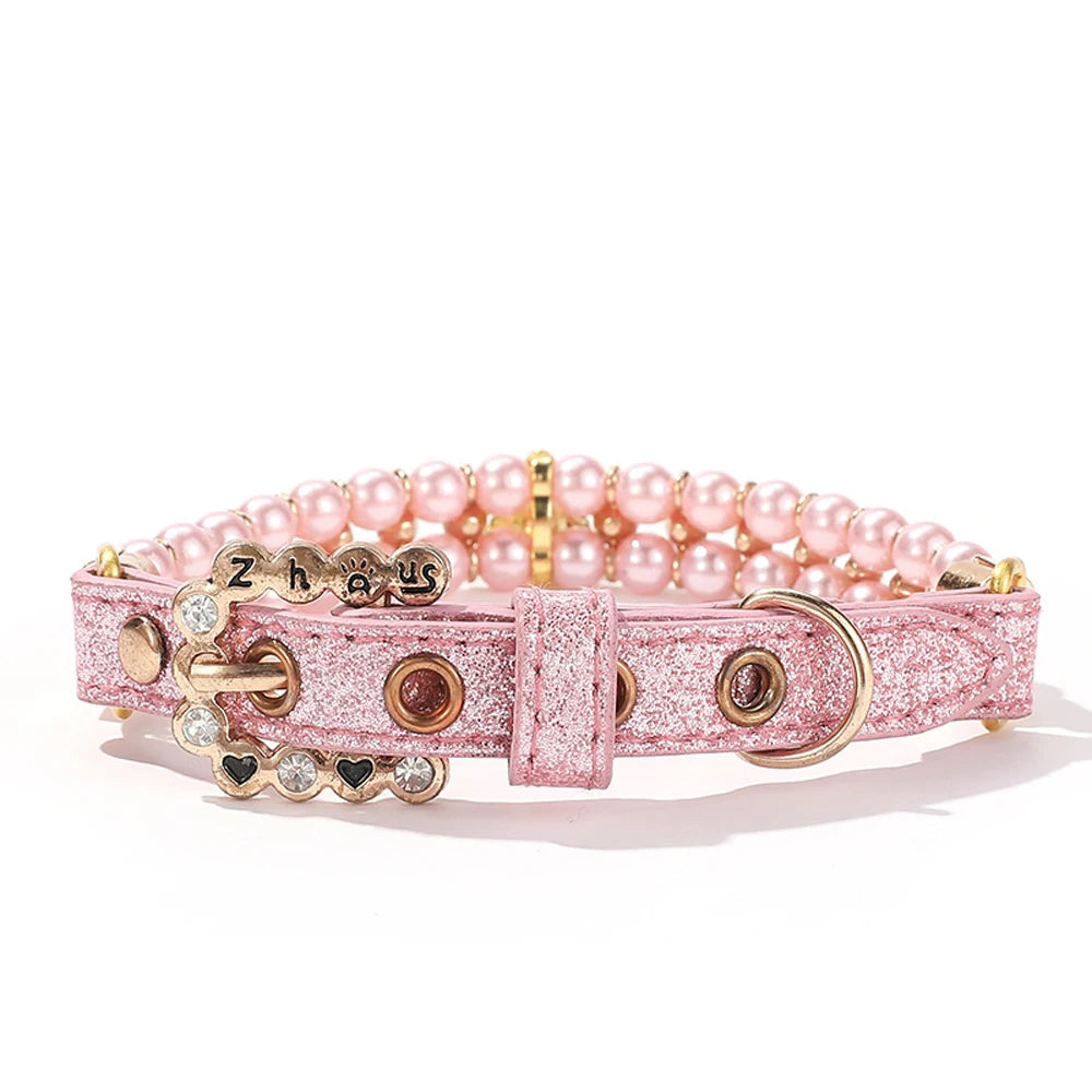 Artificial Pearl Crystal Small Dog Cat Collar Necklace Pendant Puppy Pet Collar Neck Chain