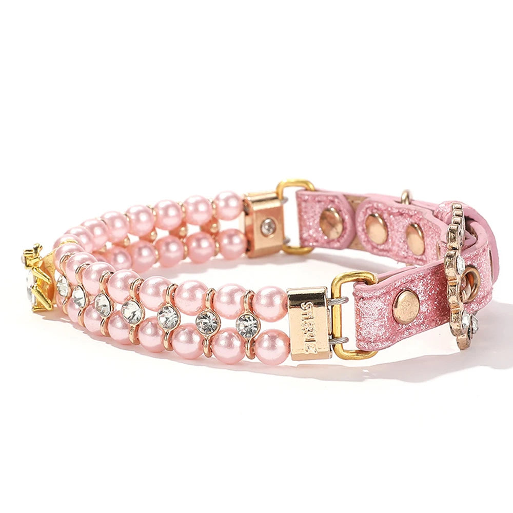 Artificial Pearl Crystal Small Dog Cat Collar Necklace Pendant Puppy Pet Collar Neck Chain