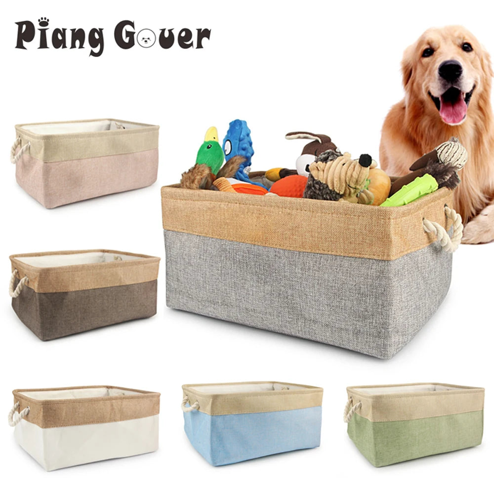 S/M/L Pet Toy Basket Sundries Sorting Cat Dog Clothes Storage Box Accessories Organize Storage Bin