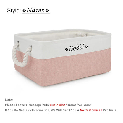 DIY Personalized Cat Dog Clothes Container Pet Toy Basket Foldable Box Bin Print Storage For Custom Name
