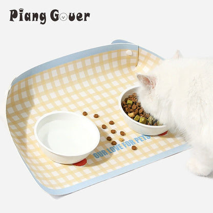 Pet Feeding Mat Half-surrounding Pet Placemat for Cats Dogs Non-Slip Dog Feeding Mat Cat Placemat Dog Accessories