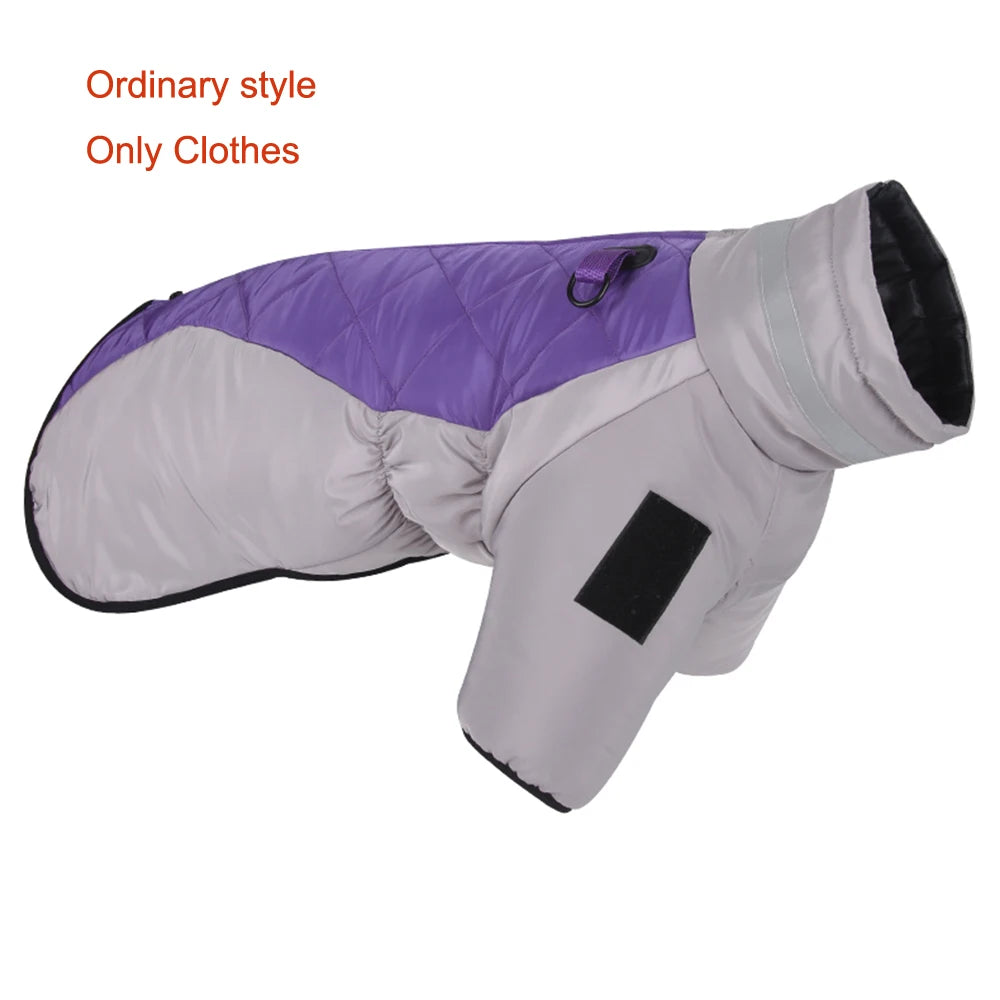 High-neck Warm Dog Jacket Cotton Coat Reflective Vest Thicken Autumn Winter Pet Clothes for Medium Large Dog