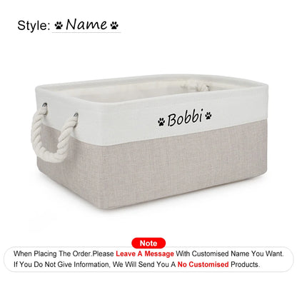 DIY Personalized Cat Dog Clothes Container Pet Toy Basket Foldable Box Bin Print Storage For Custom Name