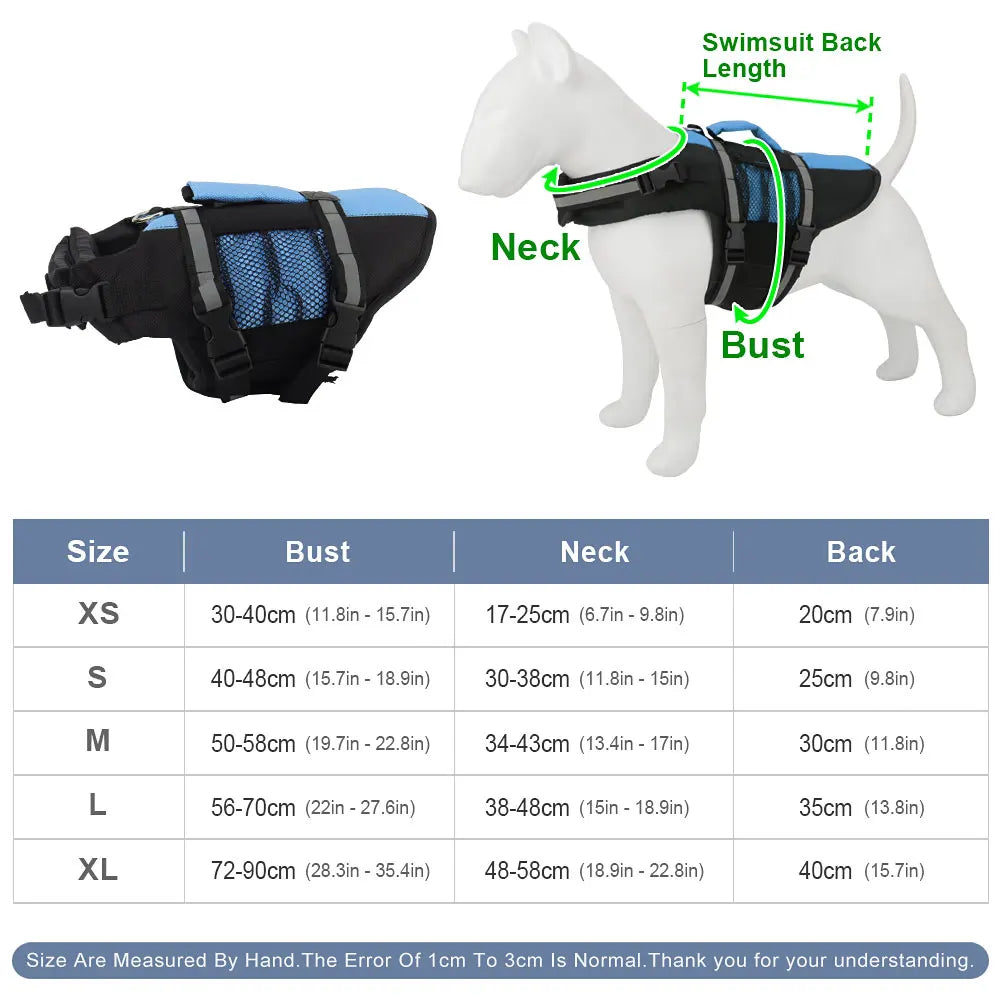 Reflective Dog Life Jacket with Mesh Pocket Summer Pet Swim Vest Dog Swimsuit Outdoor Water Pool Clothes Pet Swimwear