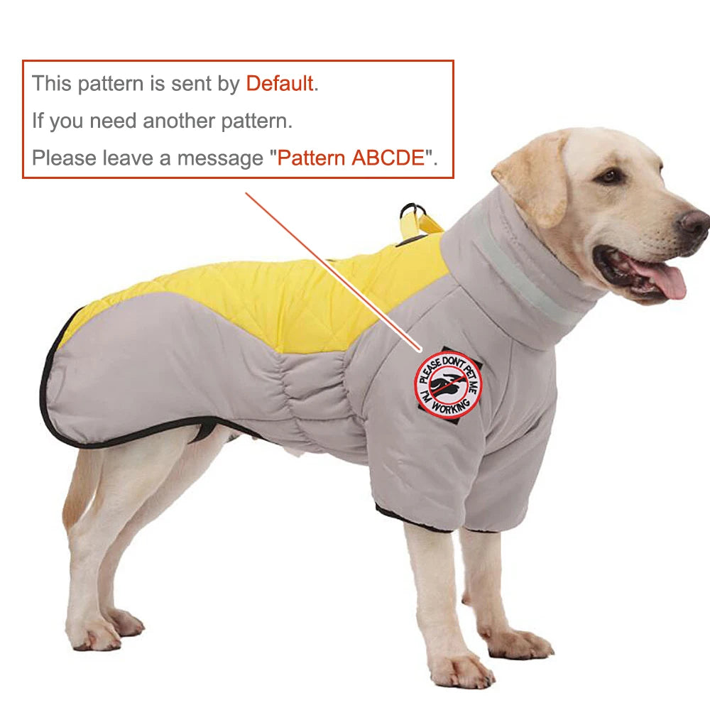 High-neck Warm Dog Jacket Cotton Coat Reflective Vest Thicken Autumn Winter Pet Clothes for Medium Large Dog