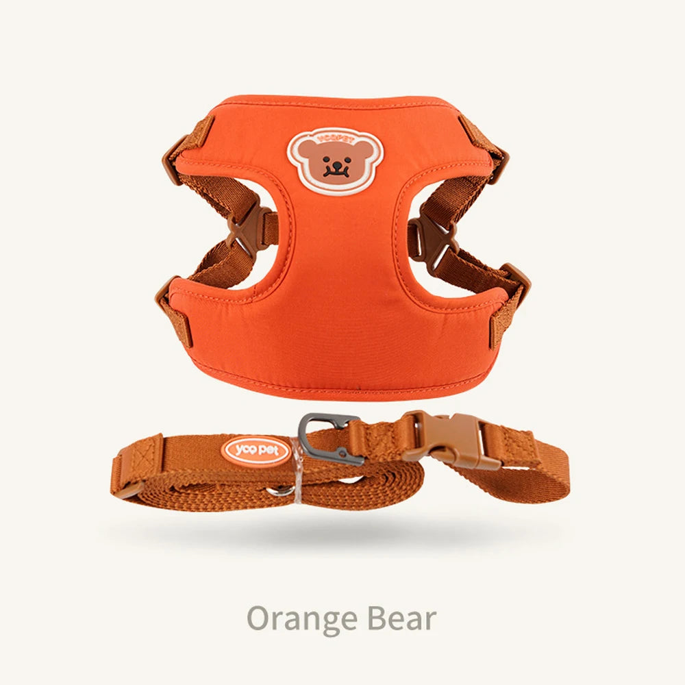 Cute Bear Pet Harness Leash Set Dog Vest Harness Strap Adjustable Breathable Harness for Puppy Cat Dog Supplies